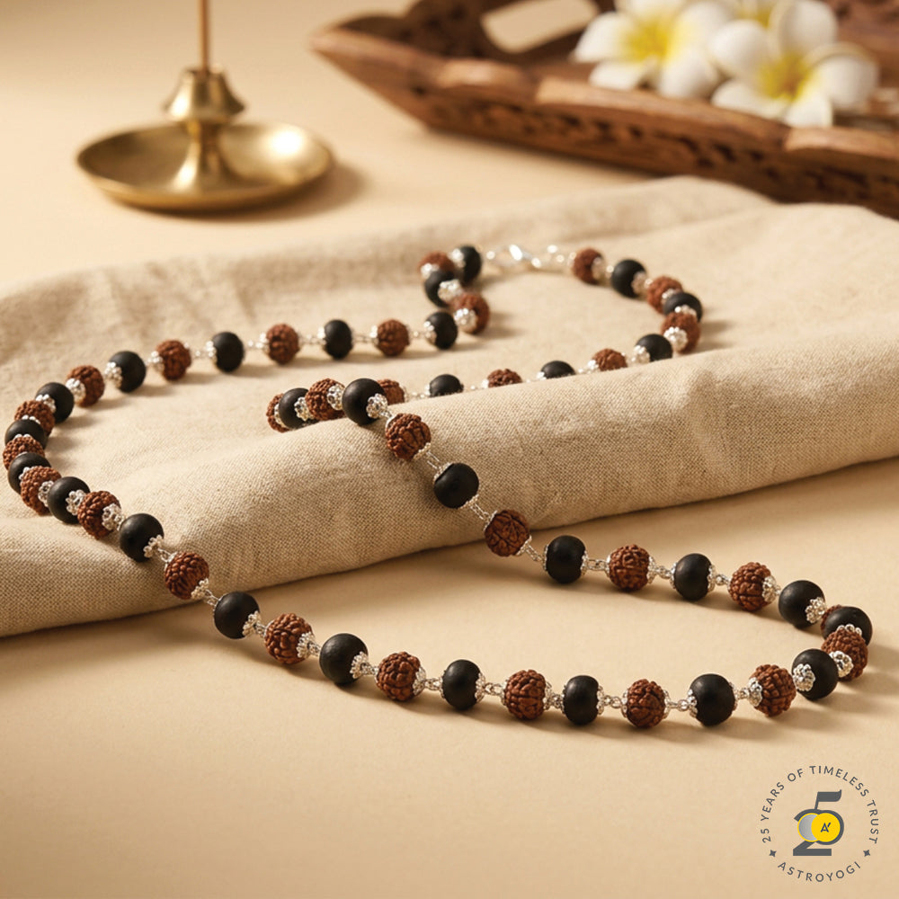 Rudraksha & Karungali Mala - 54 Beads, 6mm