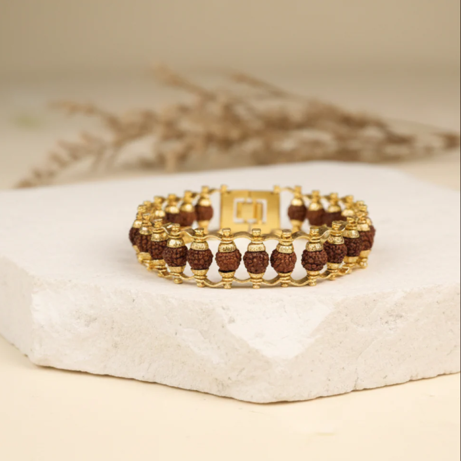 Siddh Gold Plated Rudraksha Chain Bracelet - 6mm