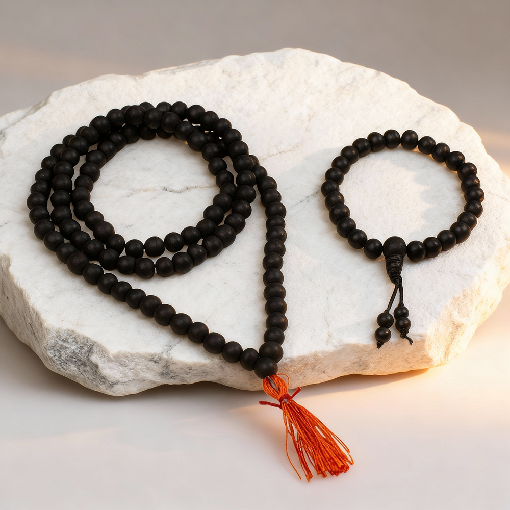 Siddh Karungali Mala 108 Beads & Bracelet Combo - 6mm Beads